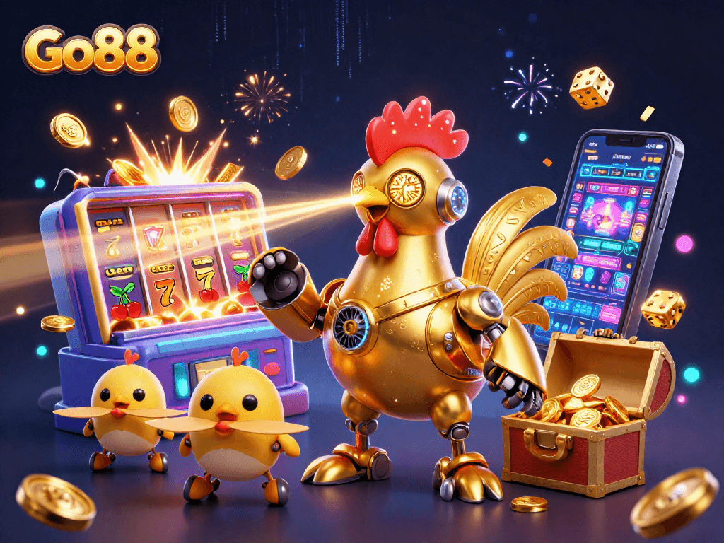 Engage in thrilling gameplay at Go88 with vibrant slot machines and golden treasures.