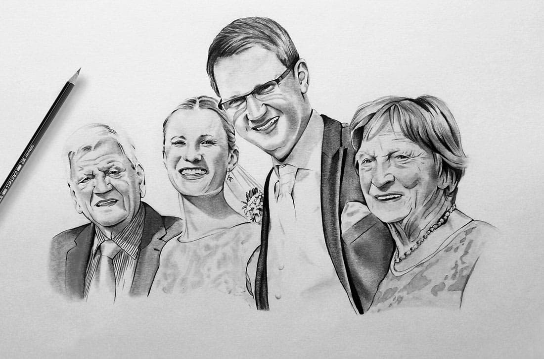 Foto zeichnen lassen auf Bestellung bei Families Portrait