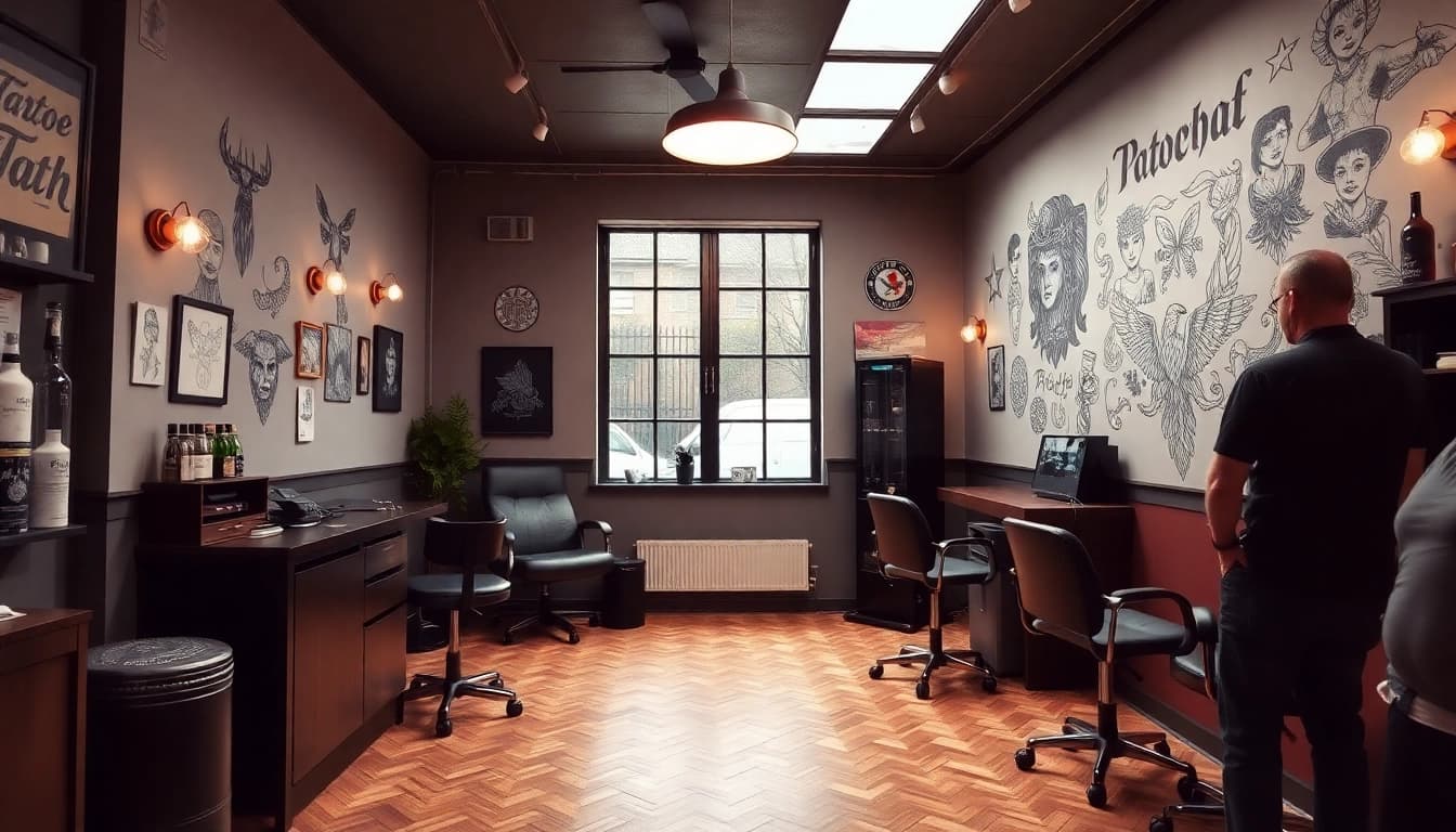 Tattoo Studio München mit professionellen Tätowierern, zeigt detailreiche Körperkunst in einem einladenden Ambiente.