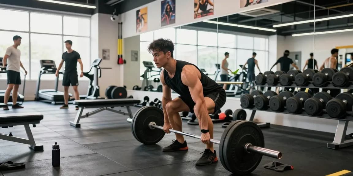 Anabolika Shop promoting a dedicated bodybuilder lifting weights in a modern gym setting, showcasing the fitness lifestyle and muscle growth.