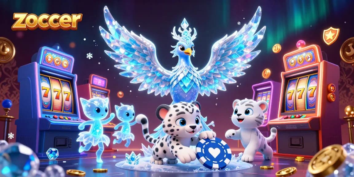 Zoccer energizes players with a captivating casino scene featuring sparkling games and lively characters.