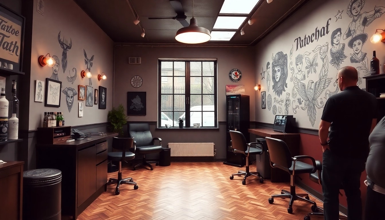Tattoo Studio München mit professionellen Tätowierern, zeigt detailreiche Körperkunst in einem einladenden Ambiente.
