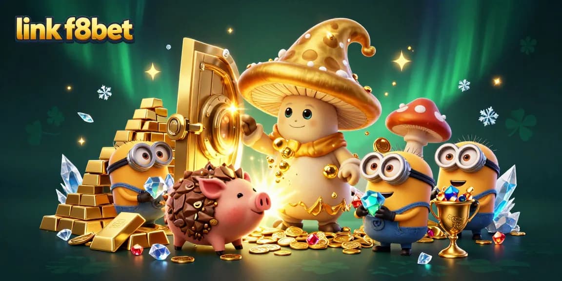 Experience magical treasures at link f8bet with golden characters channeling fortune in a vibrant casino.