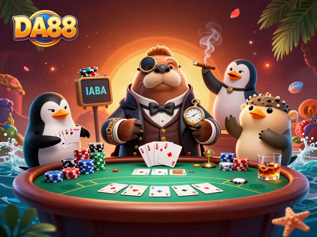 DA88 showcases a luxurious underwater poker scene with unique characters and exciting game elements.