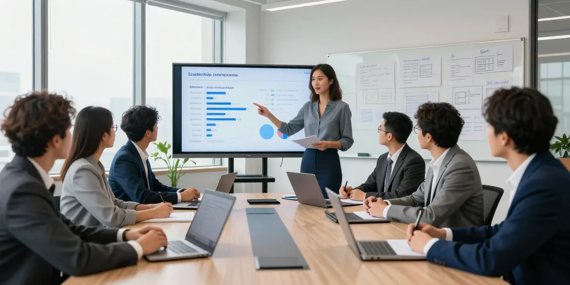 Führung anonym bewerten: Teamdiskussion über Leadership-Feedback in modernem Büro.