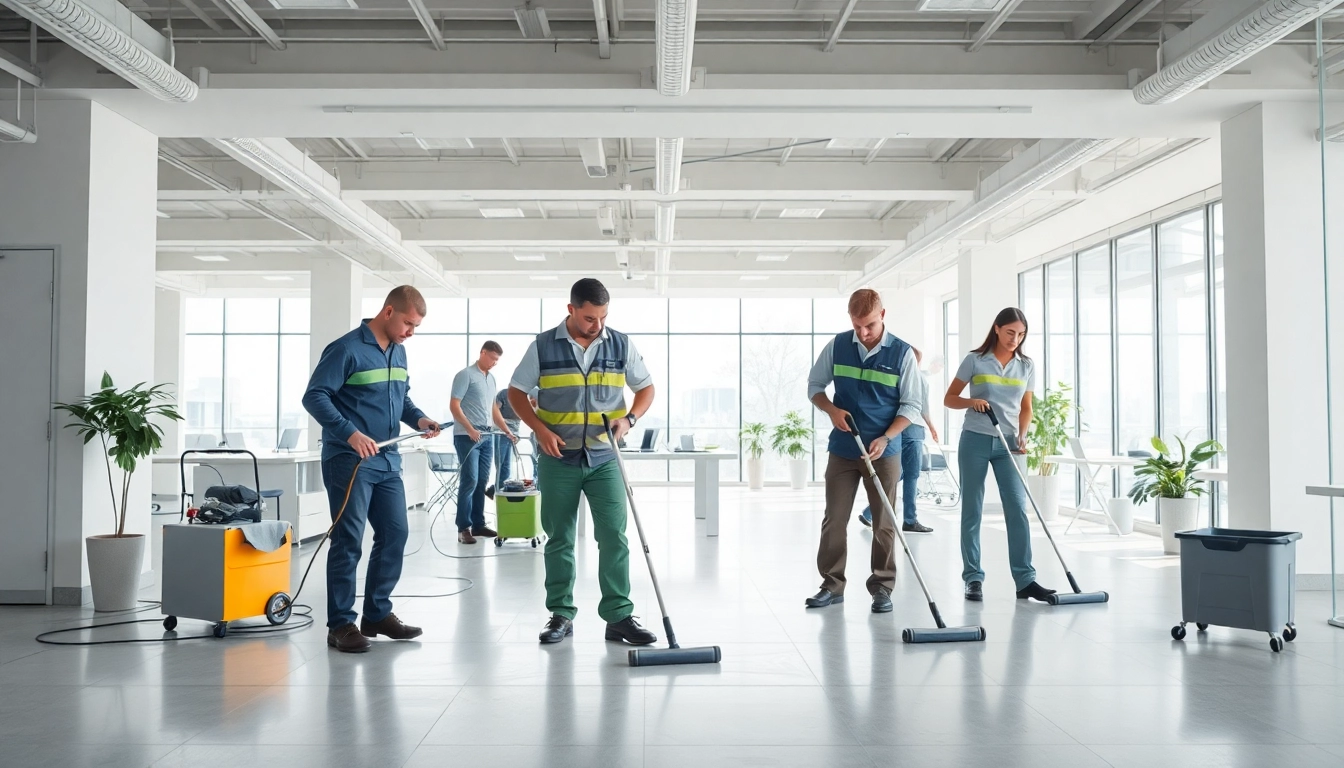Professionelles Team für Gebäudereinigung Ulm reinigt ein helles Büro effizient.