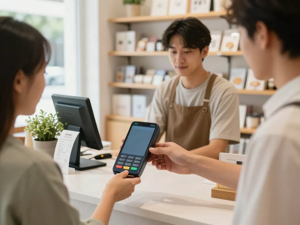 Kartenzahlung im Einzelhandel mit Smartphone als Kartenterminal zur Kundenzufriedenheit und Technologieintegration.