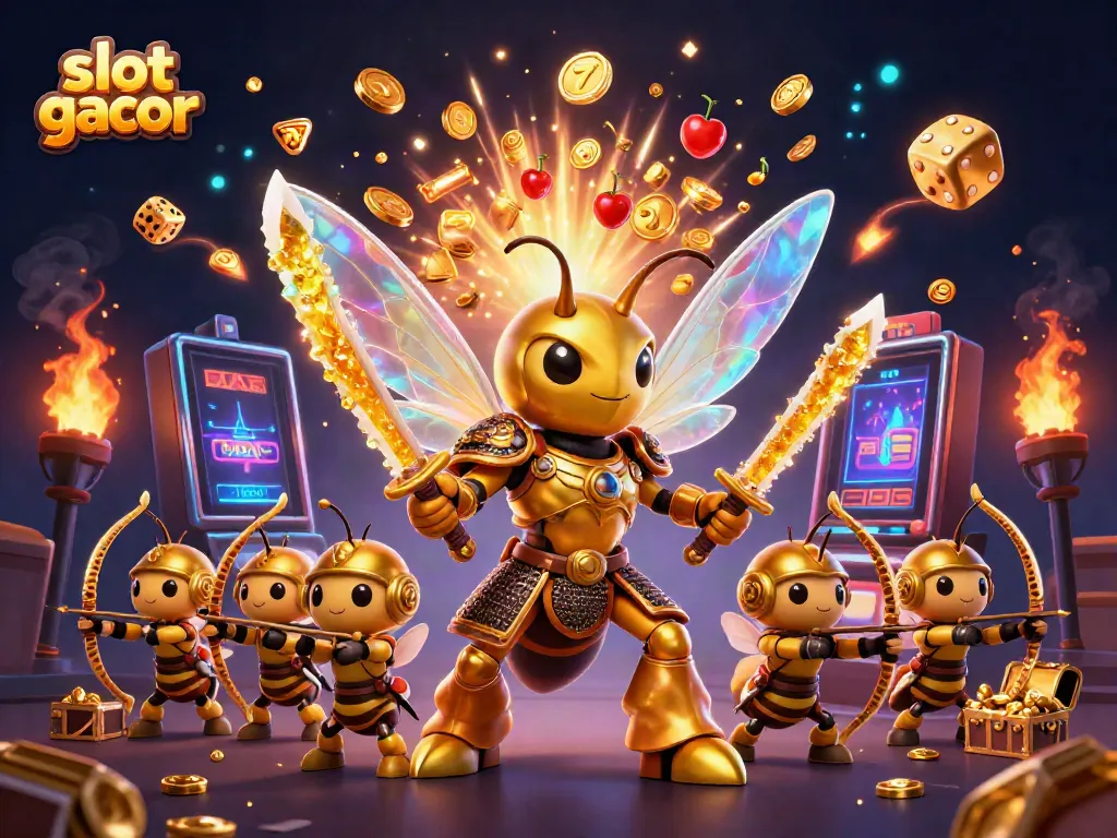 Experience a vibrant scene of slot gacor adventures with dynamic illustrations of winning jackpots.
