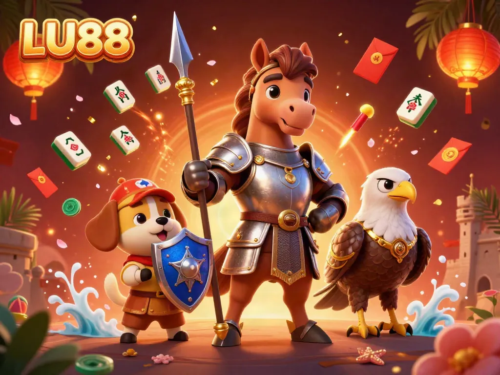 LU88 displays exciting gameplay in a vibrant casino scene with knights and fantasy elements.