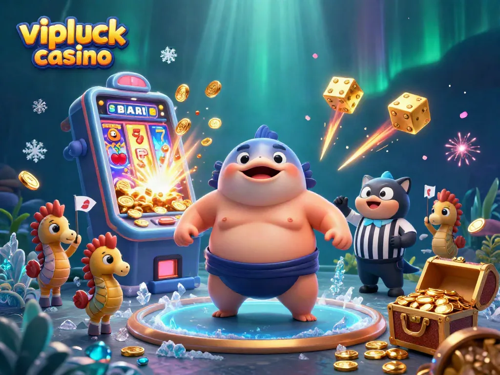 Experience thrilling gameplay at vipluck casino with vibrant underwater scene featuring a fugu sumo!