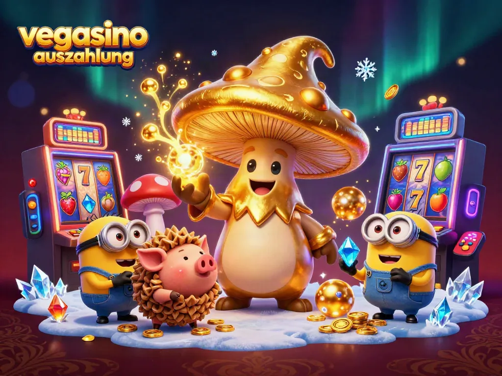 Experience vegasino auszahlung with exciting jackpot slot machines and magic elements in a vibrant casino scene.