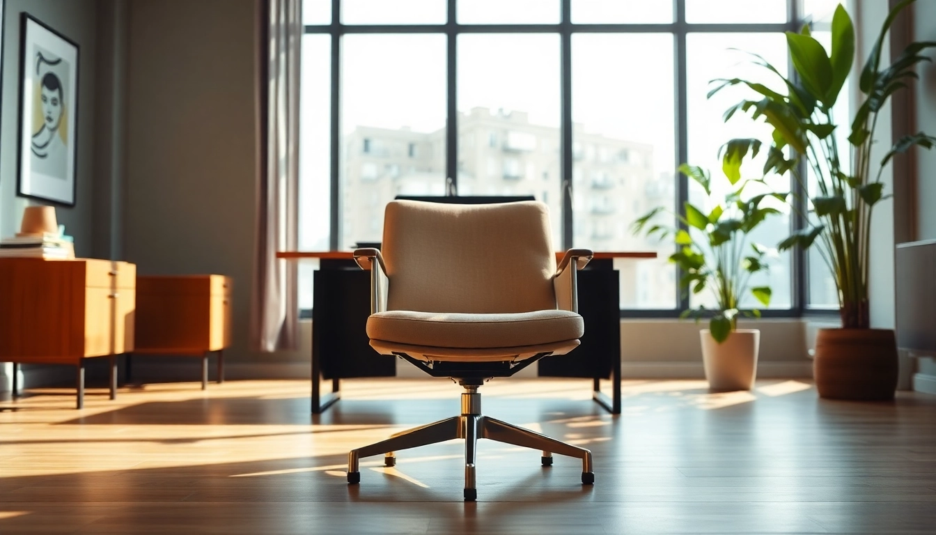 Refurbished Vitra chair showcasing elegant design in modern office setting.