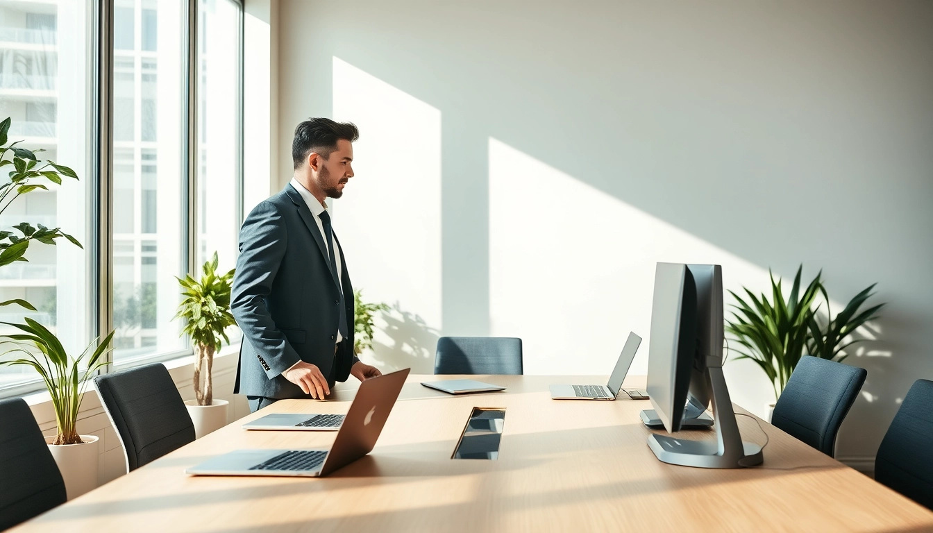 Headhunter IT, der engagiert am Schreibtisch arbeitet, um Talente zu rekrutieren.