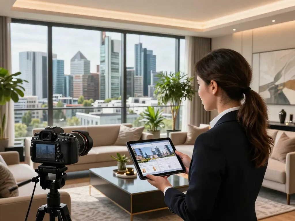 Bester Immobilienmakler Frankfurt präsentiert luxuriöse Wohnung mit Stadtblick.