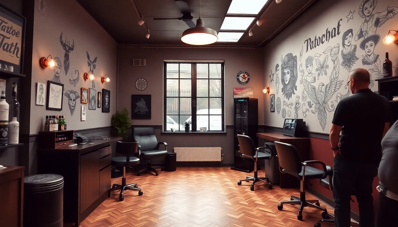 Tattoo Studio München mit professionellen Tätowierern, zeigt detailreiche Körperkunst in einem einladenden Ambiente.