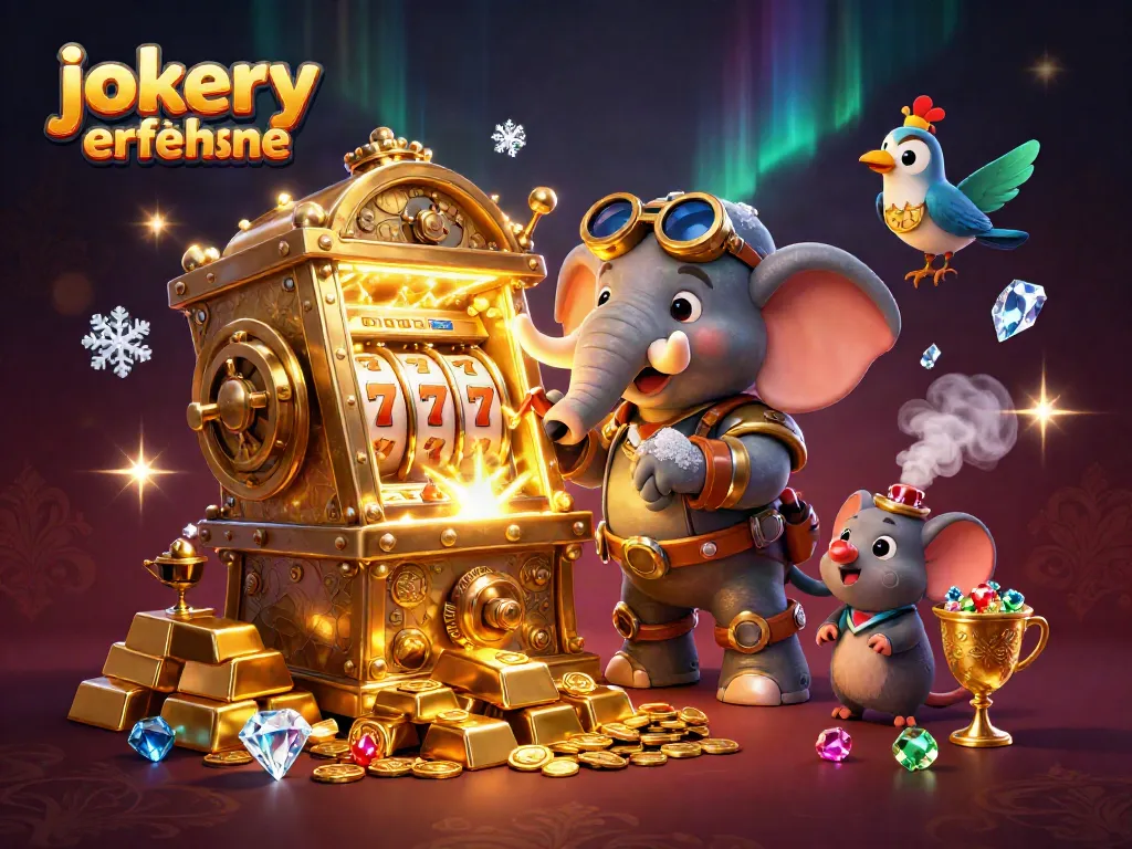 Engage with jokery erfahrungen through a vibrant scene of a steampunk elephant operating a slot machine.