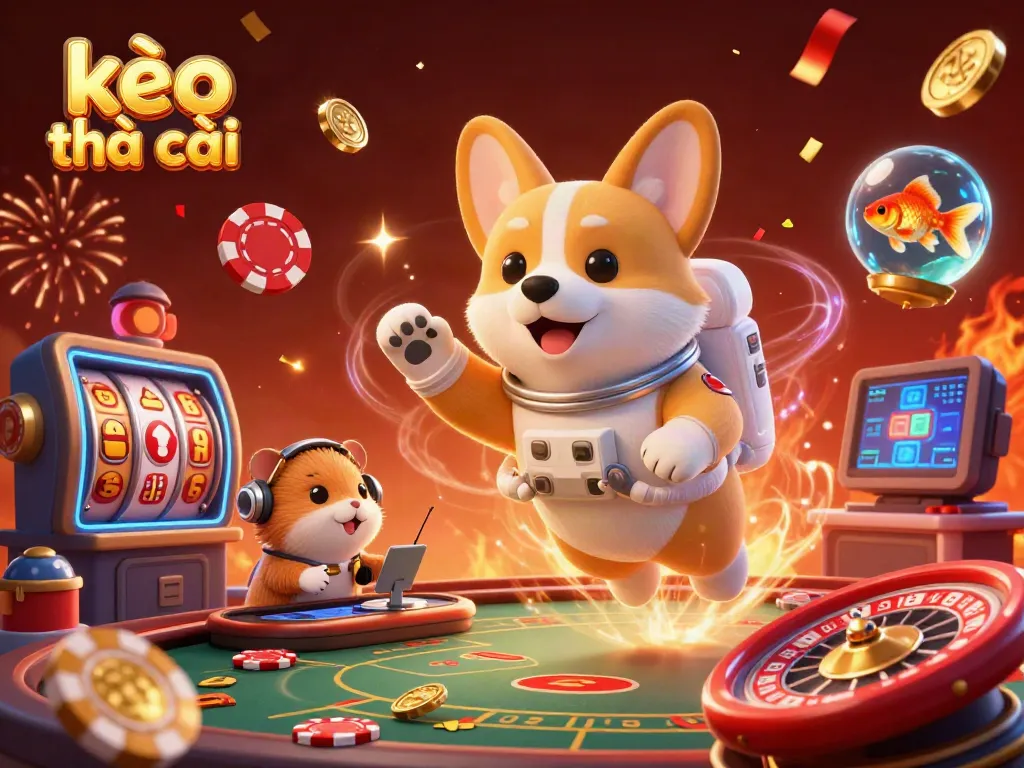 Experience dynamic gaming action with kèo nhà cái in this vibrant 3D casino scene.