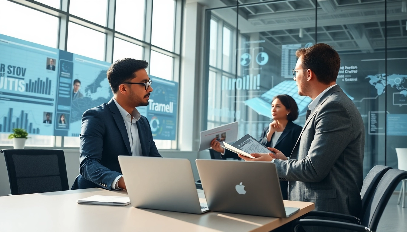 Headhunter Ingenieure beraten erfolgreich Ingenieure in einem modernen Büro über Jobmöglichkeiten.