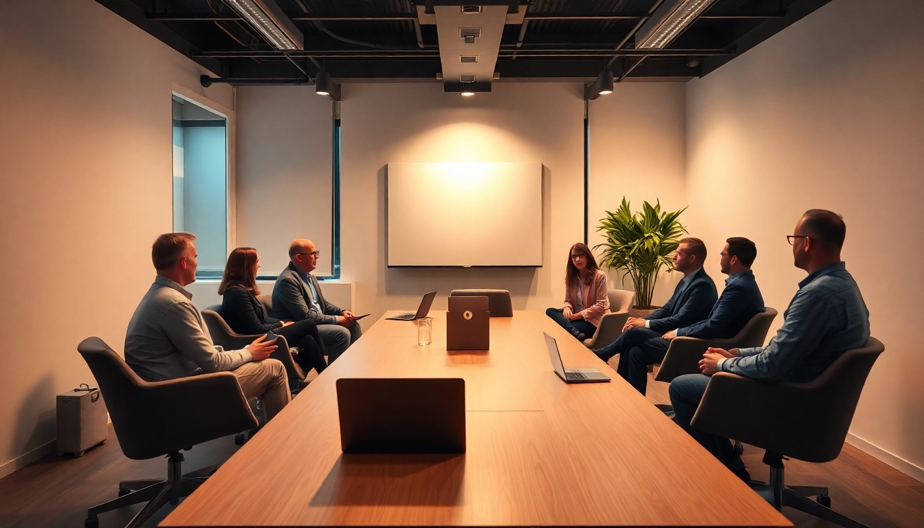 Berater bei einer Unternehmensberatungssitzung in einem modernen Raum mit kreativen Elementen.