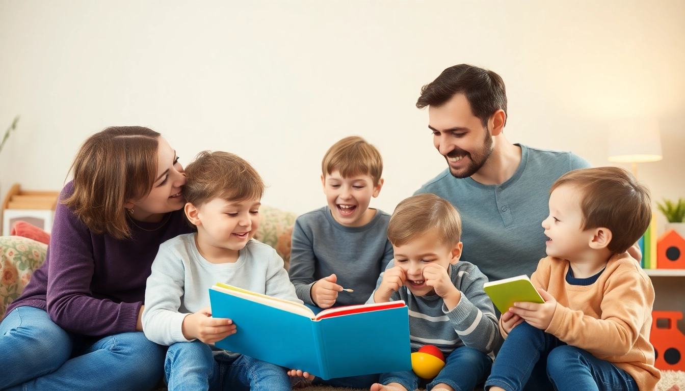 Kindererziehung: Eltern spielen und lernen aktiv mit ihren Kindern in einer harmonischen Szene.