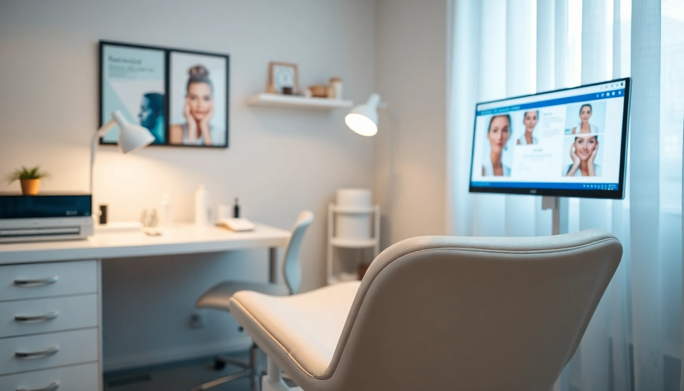 Hautärztin 1100 bei der Erläuterung dermatologischer Behandlungen in einer modernen Praxis.