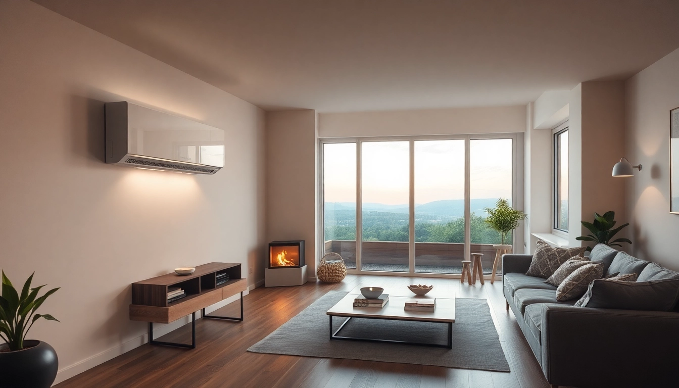 Klimaanlage in einem stilvollen Wohnzimmer, ideal für angenehmes Raumklima und Komfort.