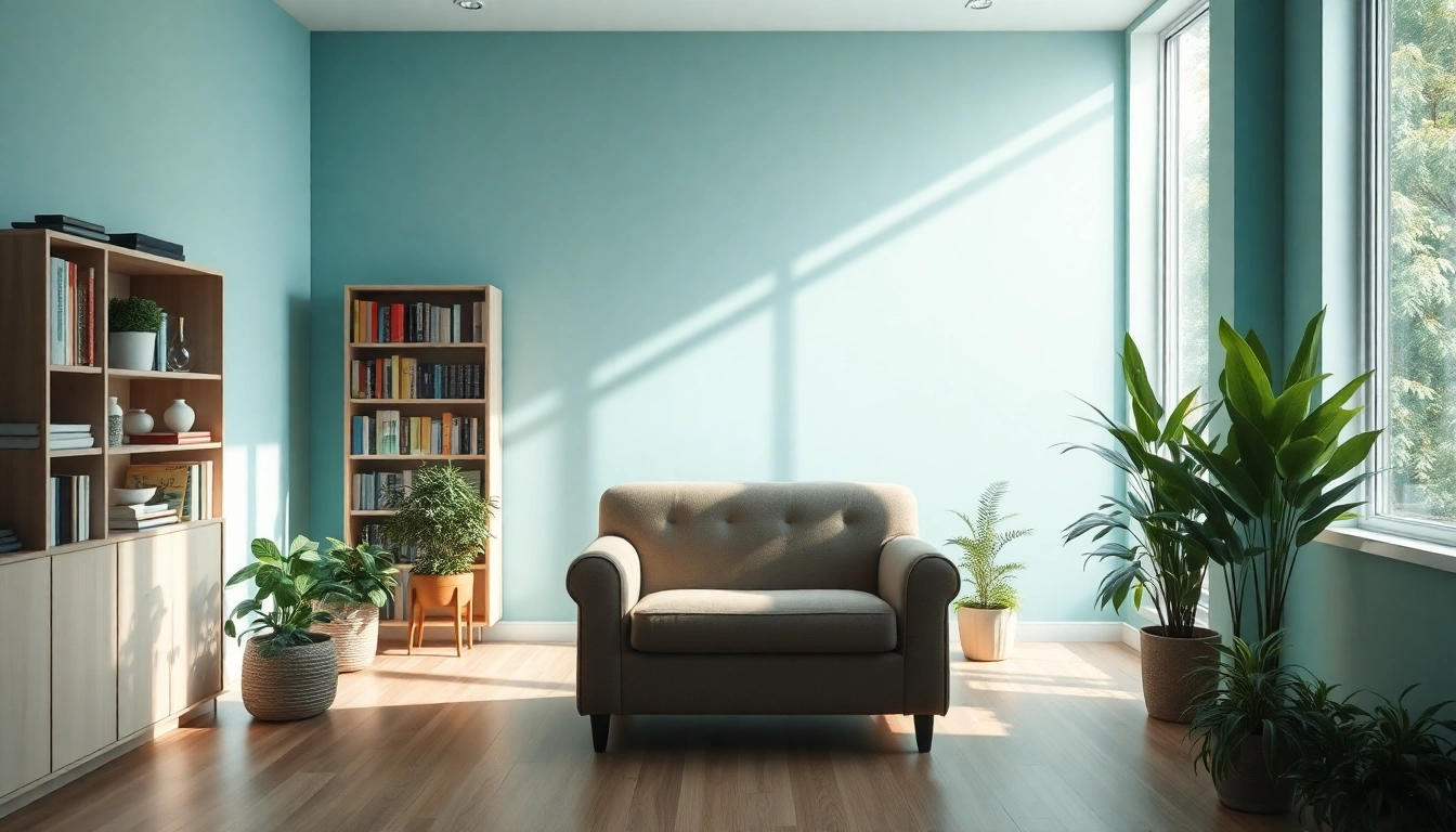 Hypnoseinstitut entspannender Raum mit gemütlichem Sessel und beruhigenden Farben.