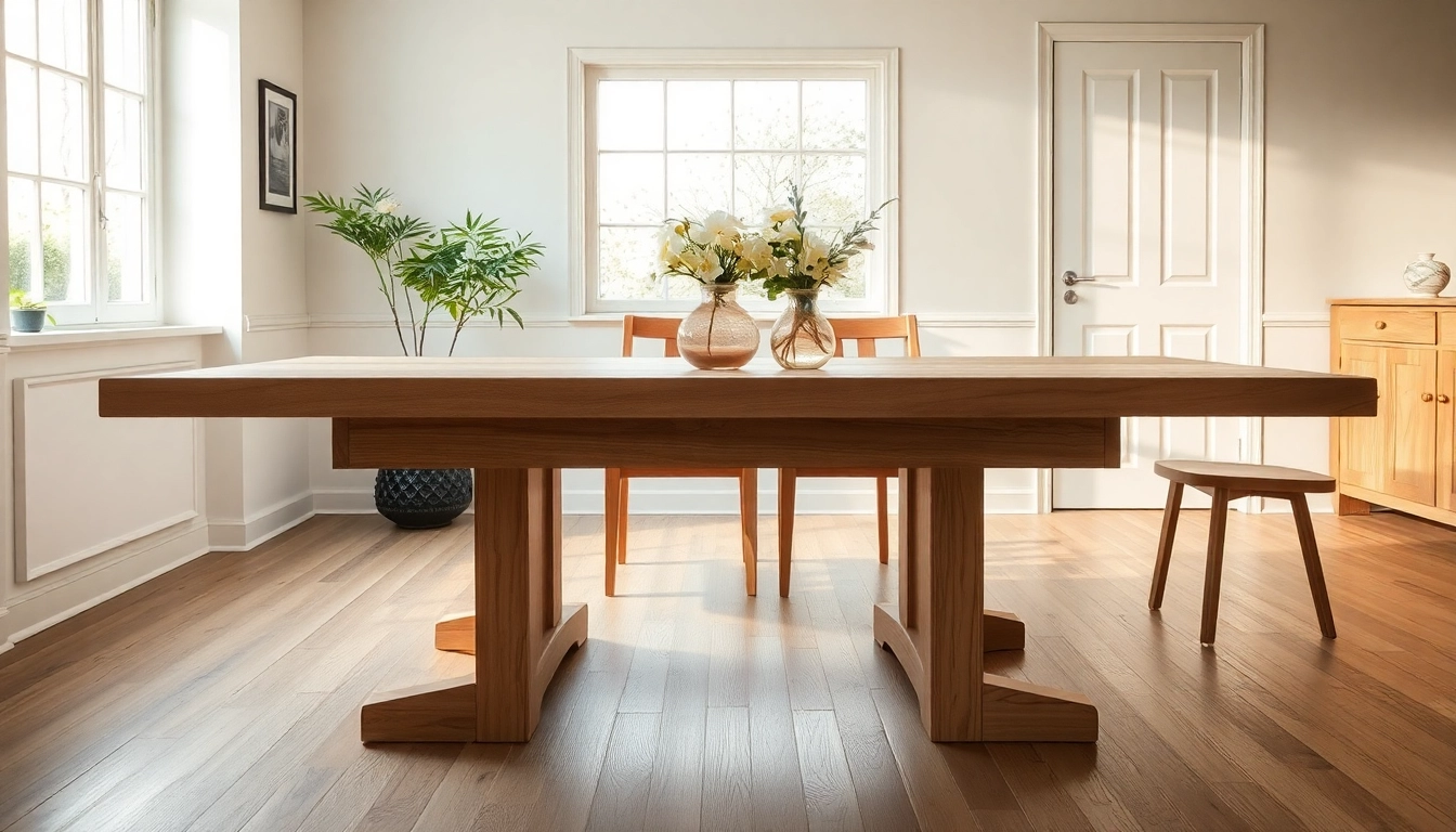 Massiver Eiche Esstisch mit Baumkante, elegant dekoriert in einem stilvollen Esszimmer.