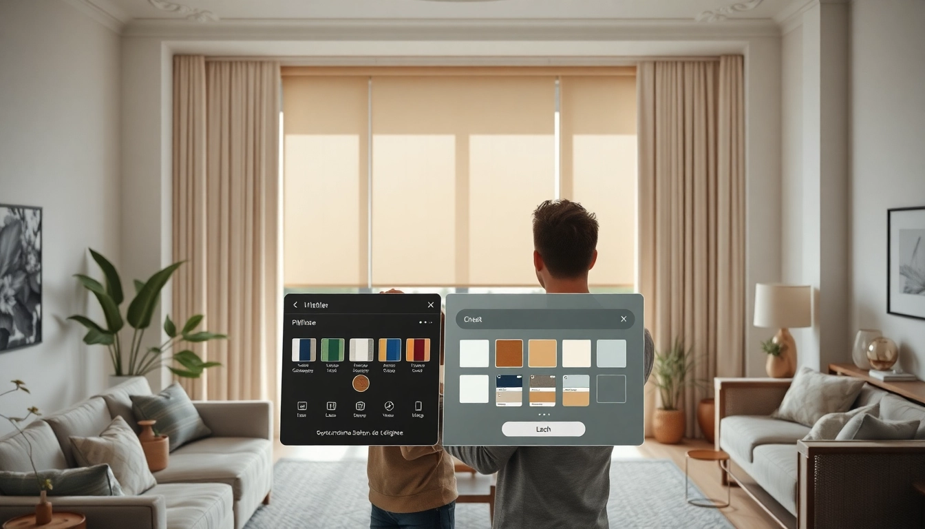 Plissee konfigurieren im modernen Wohnzimmer mit eleganten Stoffauswahlen und einer einladenden Atmosphäre.