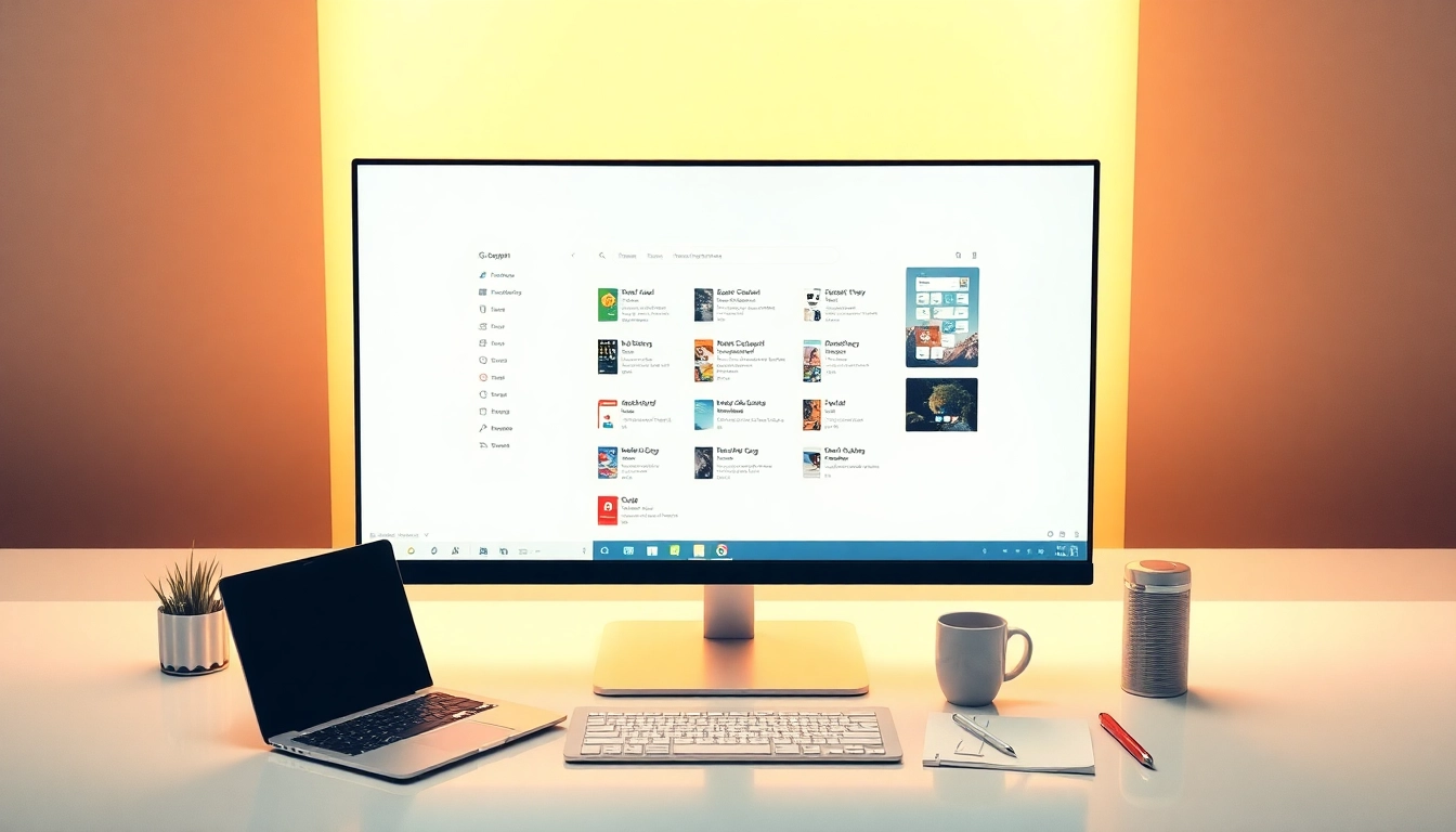 Visuelle Darstellung von Windows 11 Anleitung mit einem modernen Computer-Setup, inklusive Bildschirm und stylishem Zubehör.