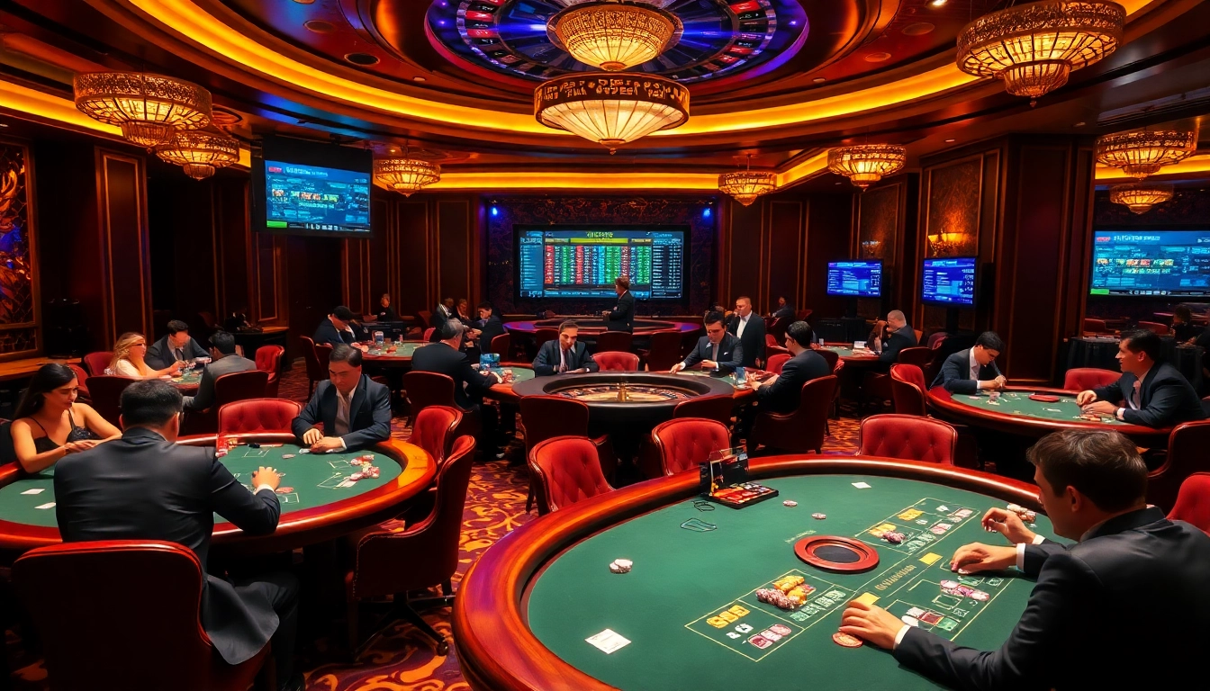 Experience excitement at https://667bett.com.br with a luxurious casino poker room, roulette wheel, and vibrant betting screens.