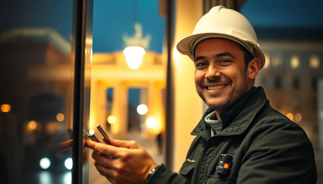 Schlüsseldienst Berlin 24h - Freundlicher Mitarbeiter hilft bei der Türöffnung.