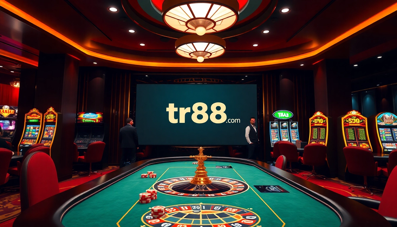 Experience the excitement of online gambling with tr88.com showcasing vibrant casino elements.