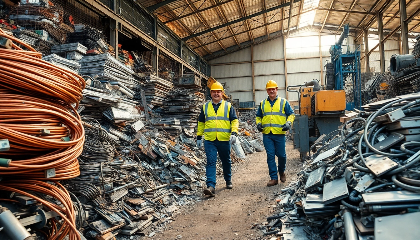 Schrotthändler Wuppertal zeigt nachhaltige Recyclingprozesse auf einem belebten Schrottplatz.