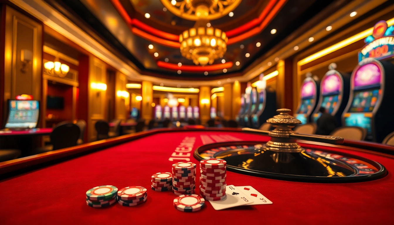 Experience the vibrant excitement of gambling at https://xx88.eu.com/ with roulette, poker chips, and elegant casino decor.