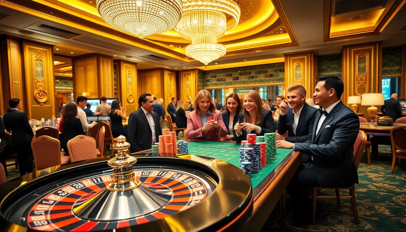 Engaging scene of players enjoying an 88i game with roulette, poker chips, and vibrant casino decor.