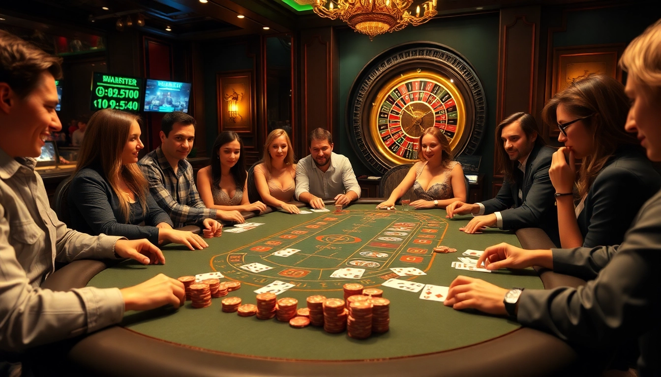 Engaged players enjoying the excitement of the 88i game at a luxurious casino Blackjack table.