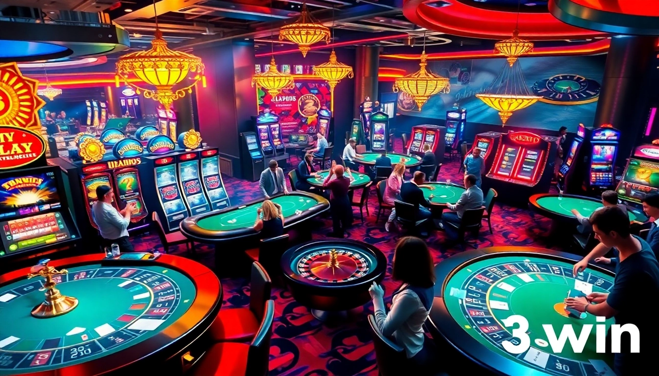 Engaged players enjoying vibrant casino games like slot machines and poker at 33win.