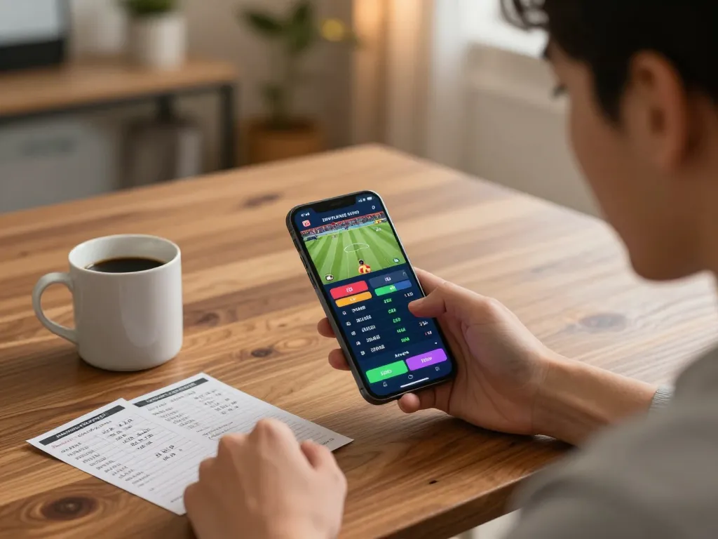 Experience KJC live betting with vibrant odds displayed on a smartphone, depicting strategic wagering moments.