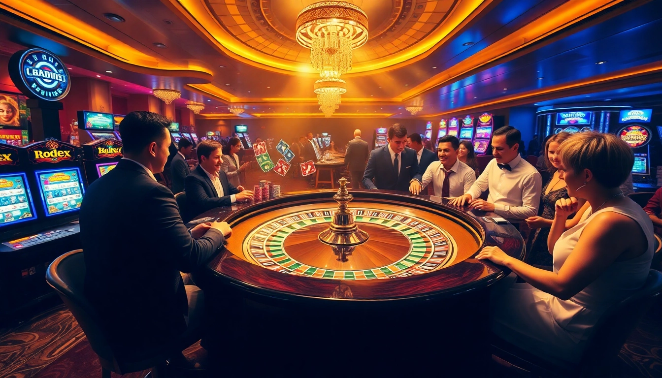 Experience the thrill of gaming at F8BET COM with players enjoying a vibrant casino atmosphere.