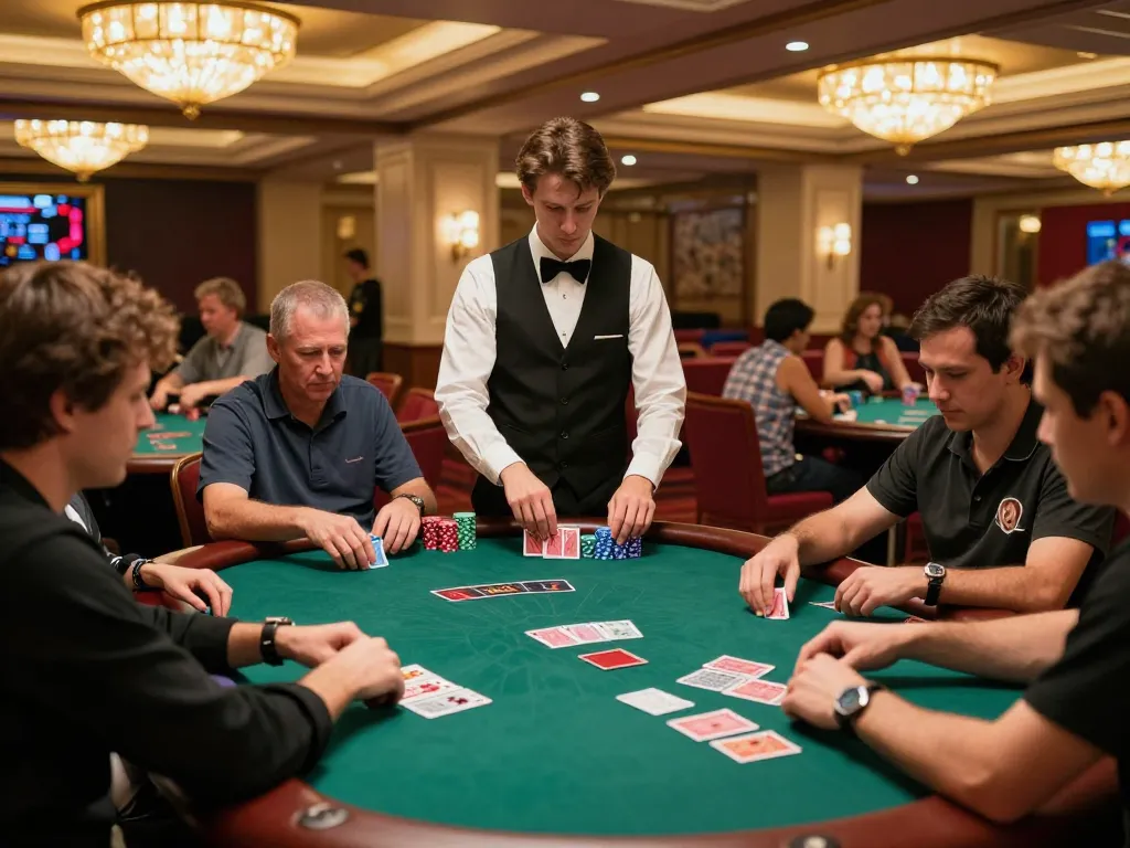 Người chơi tham gia vào trò chơi poker chiến lược tại CLB B52, thể hiện không khí sòng bạc sôi động.