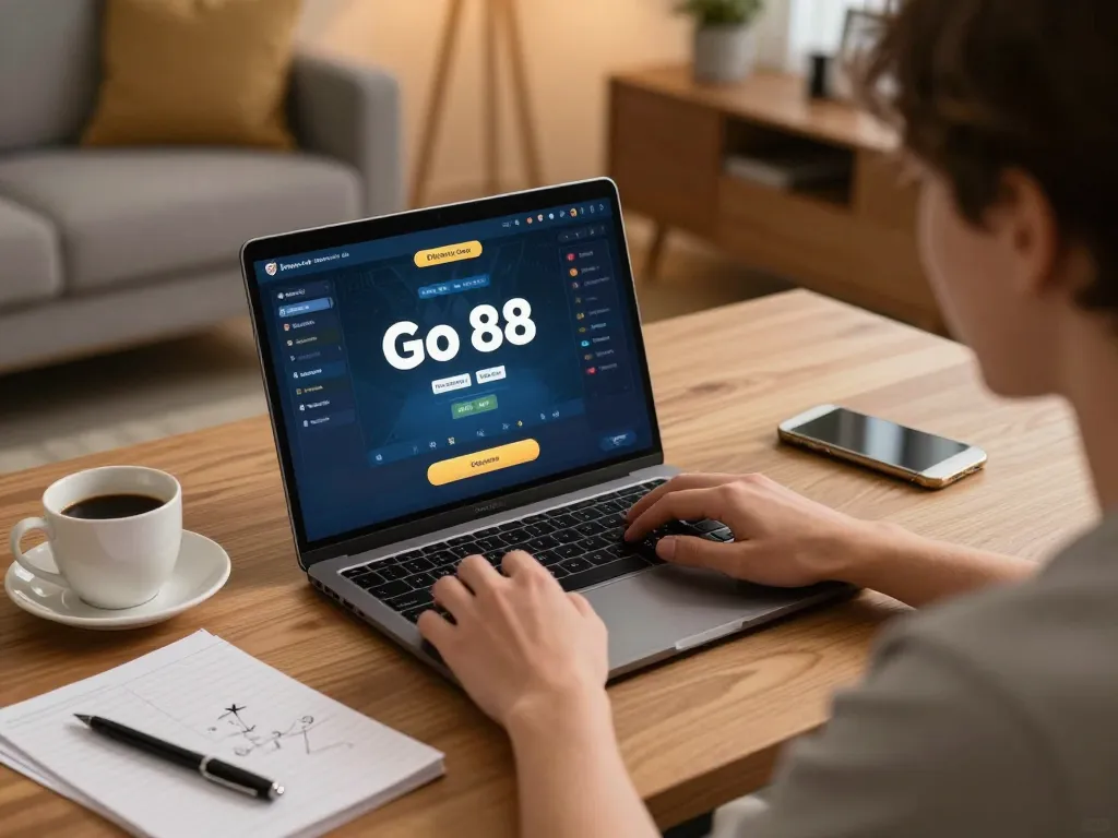 Người chơi tương tác với giao diện poker trực tuyến Go 88 tại nhà, ghi lại một khoảnh khắc chơi game chiến lược.