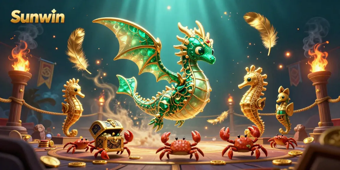 Engage in thrilling games with Sunwin as a majestic sea dragon and treasure guardians bring excitement to the casino
