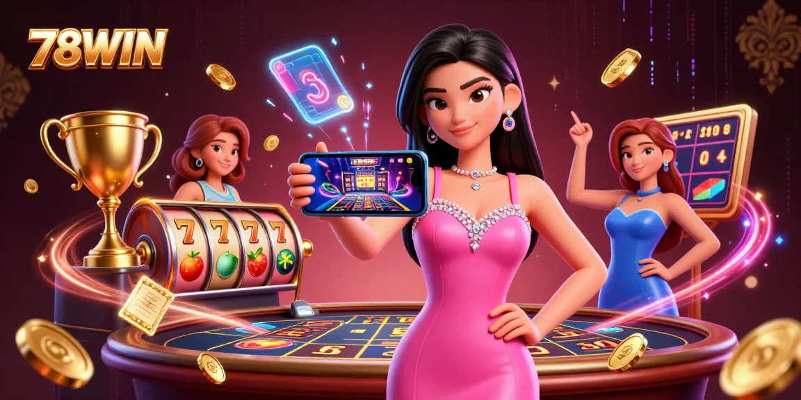 Engage in thrilling 78WIN slot games with dynamic visuals and a touch of glamour.