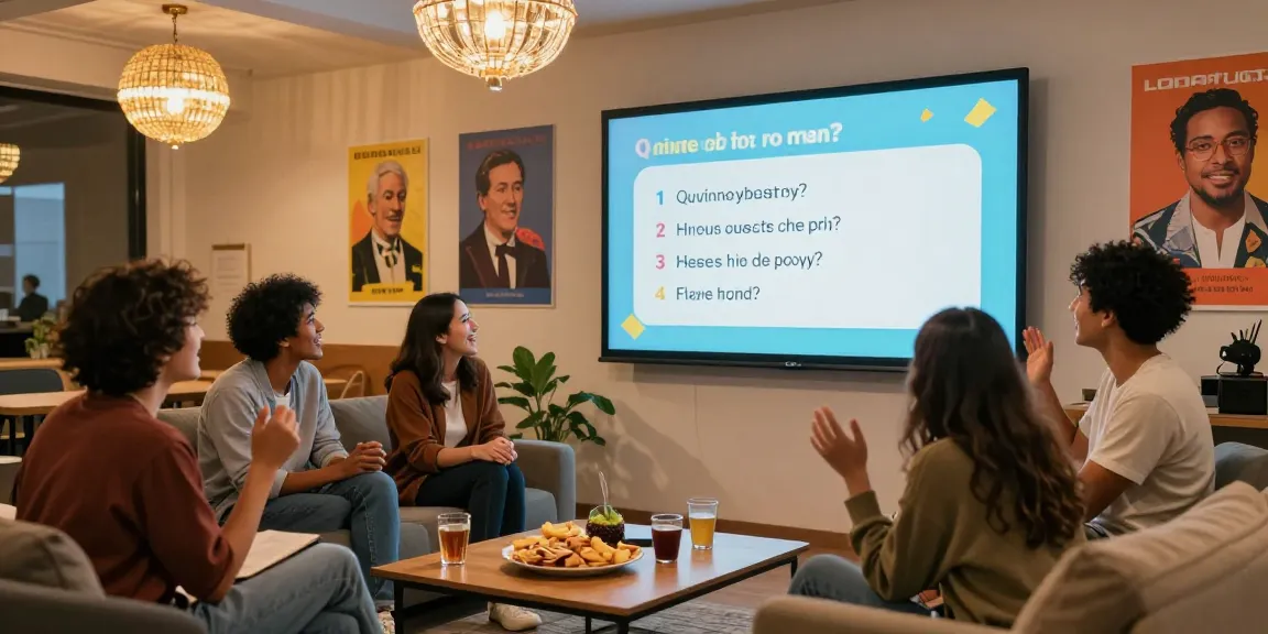 Interaktive Quiz-Sitzung mit Freunden zum Thema Quiz Allgemeinwissen.