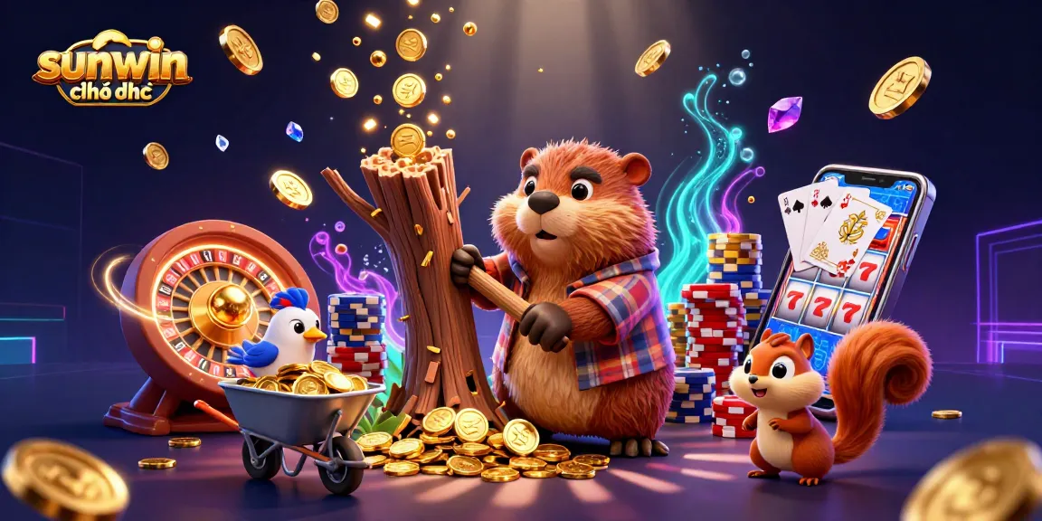 Collect golden coins with sunwin chính thức in this vibrant casino-themed illustration.