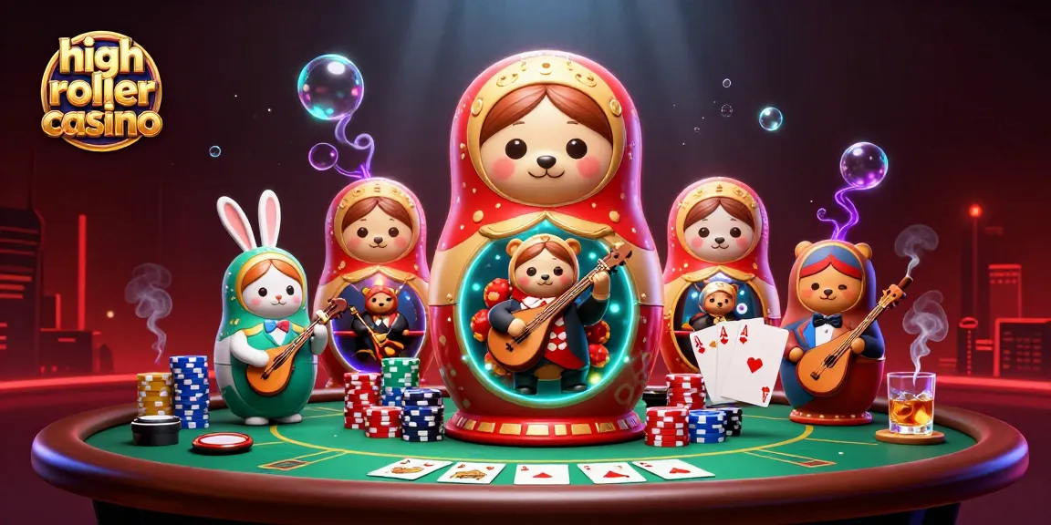 Experience the excitement at a high roller casino with captivating characters, poker elements, and vibrant colors.